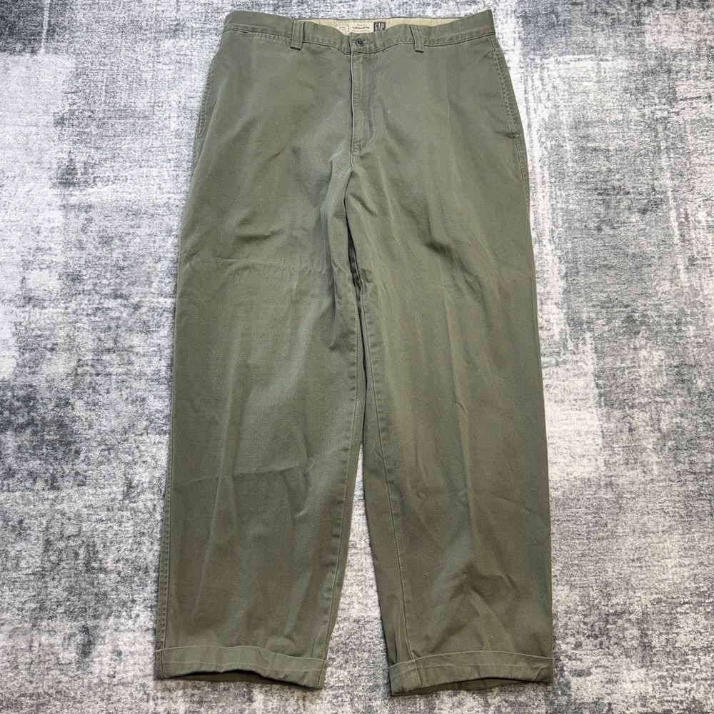 VTG GAP Pants Mens 34x29* Olive Green Twill Trouser Relaxed Baggy Field Officer